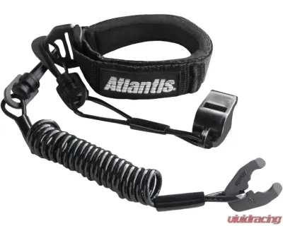 Atlantis Black Pro Floating Wrist Lanyard With Whistle - A2109PFW