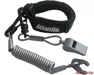 Atlantis Black Pro Floating Wrist Lanyard With Whistle - A7459PFW