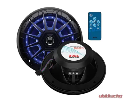 Boss Audio 6.5" 200W Black 2-Way Marine Speaker With RGB Lights Pair - MRGB65B