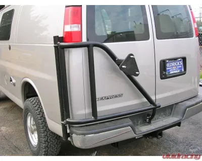 Aluminess 6 on 5.5 with Metric Lugs Rear Door Tire Rack Chevy Express | GMC Savana 2003-2022 - 210057.1-FS