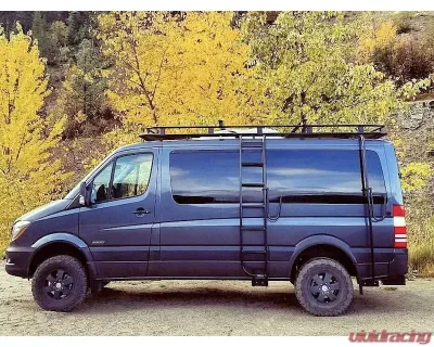 Aluminess 3/4 in. Pipe Penthouse Low Profile Go Power Solar Half Perforated Floor Weekender Open Front Roof Rack Dodge | Mercedes-Benz Sprinter 2007+ - 210431.1