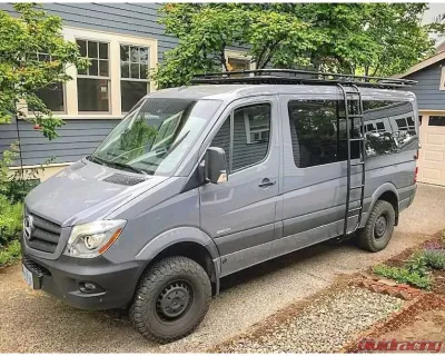 Aluminess 3/4 in. Pipe Penthouse Low Profile Go Power Solar Half Perforated Floor Weekender Open Front Roof Rack Dodge | Mercedes-Benz Sprinter 2007+ - 210431.1