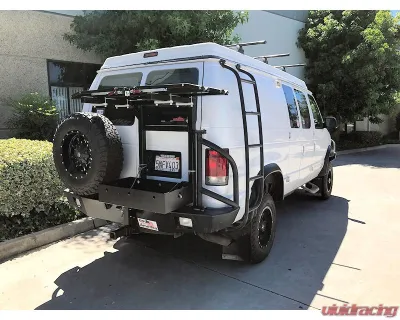Aluminess Rear Bumper with Brush Guards and Swing Arms for Ford E-Series 1992-2014 - 210005.6
