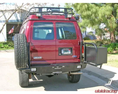 Aluminess Rear Bumper with Brush Guards and Swing Arms for Ford E-Series 1992-2014 - 210005.6