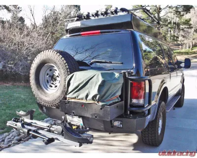 Aluminess Rear Bumper with Brush Guards and Swing Arms for Ford Excursion 1999-2005 - 210043.3