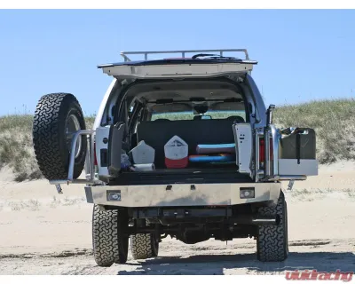Aluminess Rear Bumper with Brush Guards and Swing Arms for Ford Excursion 1999-2005 - 210043.3