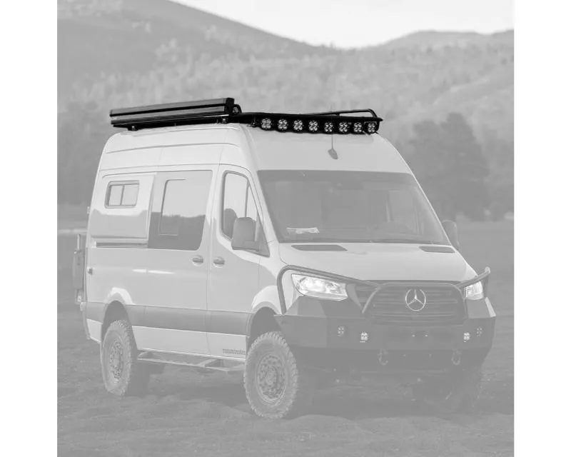 Aluminess 144" HR Explorer Roof Rack with ARC Onx Light Slats Mount Mercedes Sprinter 2019+ - 210701.2