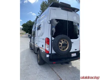 Aluminess Rear Door Tire Rack with Low Roof Ford Transit 2015+ - 210714.1