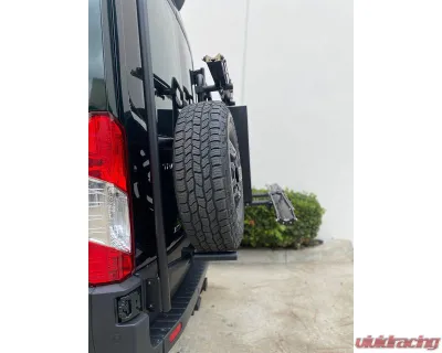 Aluminess Rear Door Tire Rack with Low Roof Ford Transit 2015+ - 210714.1