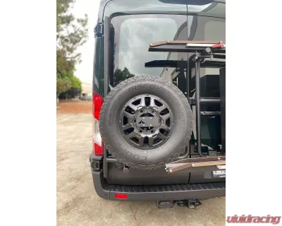 Aluminess Rear Door Tire Rack with Low Roof Ford Transit 2015+ - 210714.1