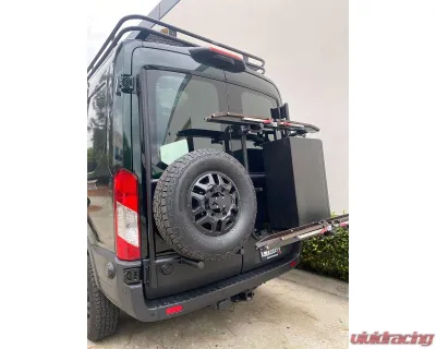 Aluminess Rear Door Tire Rack with Low Roof Ford Transit 2015+ - 210714.1