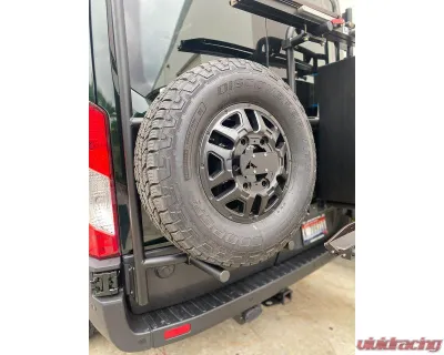 Aluminess Rear Door Tire Rack with Low Roof Ford Transit 2015+ - 210714.1