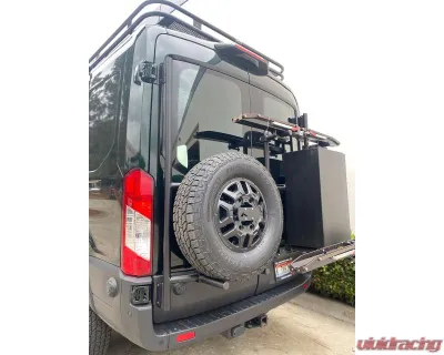 Aluminess Rear Door Tire Rack with Low Roof Ford Transit 2015+ - 210714.1