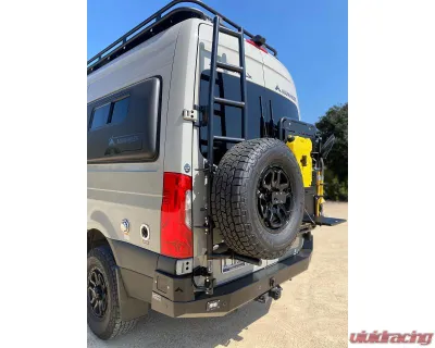 Aluminess Rear Door Ladder for Low Roof Mercedes-Benz Sprinter 2019+ with Tire Box Mount - 210718.1