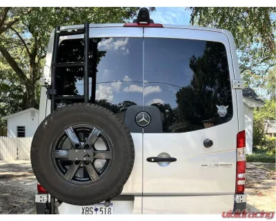 Aluminess Rear Door Ladder for Low Roof Mercedes-Benz Sprinter 2019+ with Tire Box Mount - 210718.1