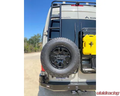 Aluminess Rear Door Ladder for Low Roof Mercedes-Benz Sprinter 2019+ with Tire Box Mount - 210718.1