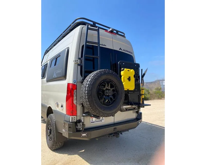 Aluminess Rear Door Ladder with High Roof and with Tire | Box Mount Mercedes-Benz Sprinter 2019+ - 210718