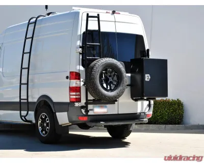 Aluminess Rear Door Ladder for High Roof Mercedes-Benz Sprinter 2007-2018 with Tire Box Mount - 210720