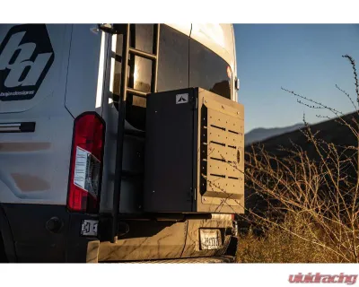 Aluminess Rear Door Ladder for Low Roof Ford Transit 2015+ | Tire Box Mount - 210722.1