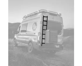 Aluminess Rear Door Ladder for Ford Transit 2015+ Medium/High Roof with Tire Box Mount