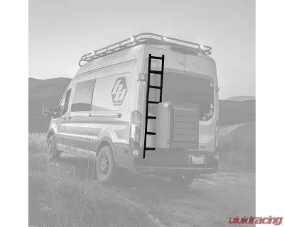 Aluminess Rear Door Ladder for Low Roof Ford Transit 2015+ | Tire Box Mount - 210722.1