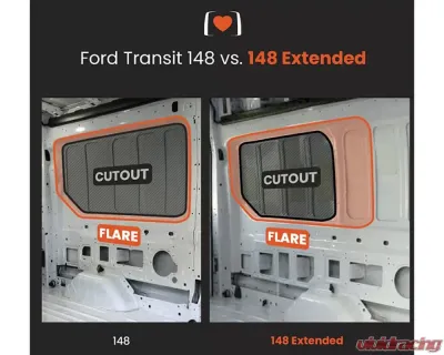 Flarespace Driver Side Flare Regular Cut Out CRL Half Slider | Flarespace 1033 | Awning Window Ford Transit Van 148 2015-2022 - TRW148-DS