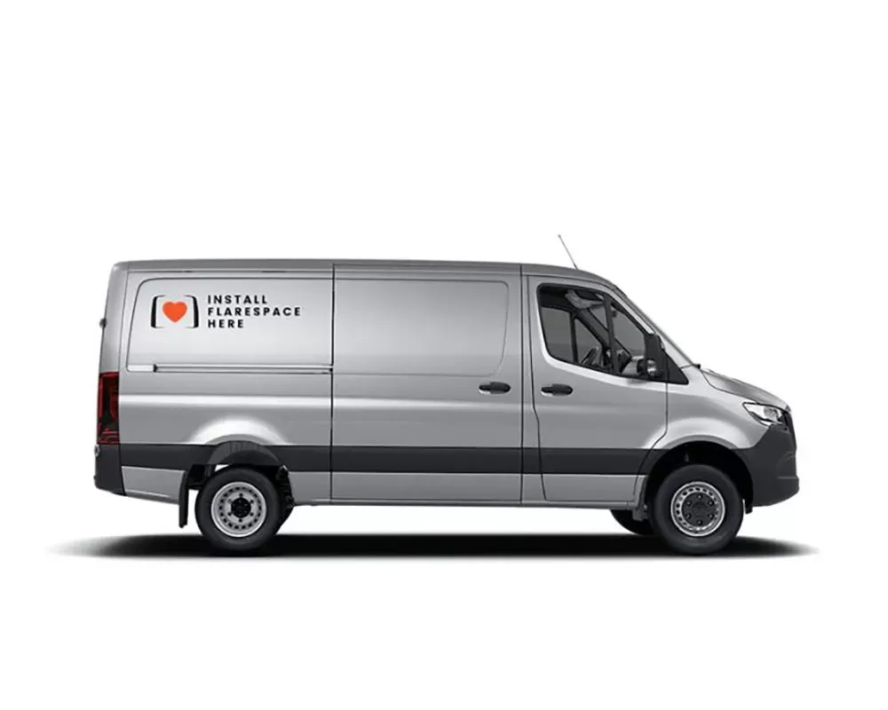 Flarespace Passenger Side Flare Regular Depth Cut Out CRL Half Slider | Flarespace 1033 Slider | Awning Window Mercedes-Benz Sprinter 144 2007-2022 - SPW144-PS