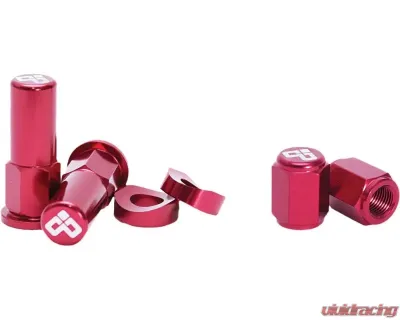 Dubya Rim Lock Nut & Valve Cap Kit Red - 68-051R