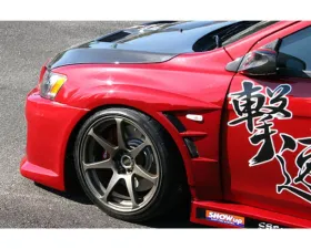 Charge Speed FRP 20mm D-1 Style Wide Front Fenders Pair Mitsubishi Lancer Evo X 2008-2017