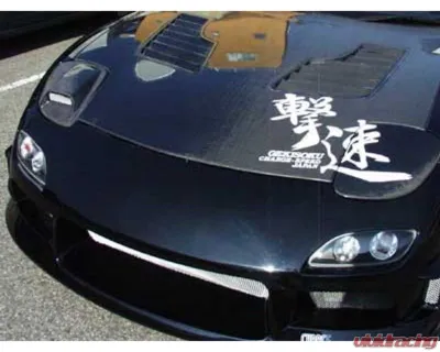 Charge Speed Carbon Flip HeadLight Cover w/ Right Side Scoop Pair Mazda RX7 1993-2004 - BCMaR93-CS710HLVC