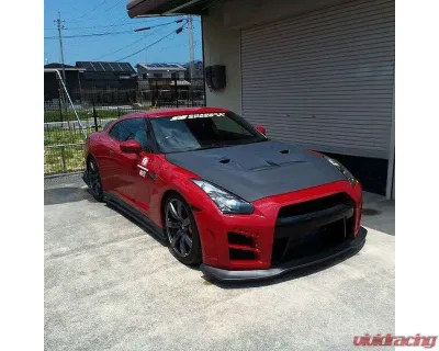 Charge Speed Carbon Front Bumper (White Gel) w/ LED & Carbon Front Under Diffuser Nissan GTR R35 2007-2024 - BCNG07-CS830FBCG