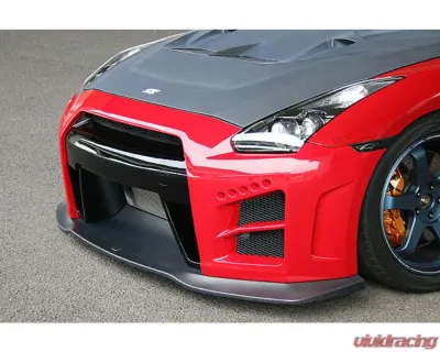 Charge Speed Carbon Front Bumper (White Gel) w/ LED & Carbon Front Under Diffuser Nissan GTR R35 2007-2024 - BCNG07-CS830FBCG