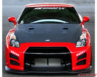 Charge Speed Kouki FRP Full Bumper Kit (White Gel) w/ LED & FRP Front Under Diffuser (Black Gel) Nissan GTR R35 2017-2024 - BCNG17-CS832FKF