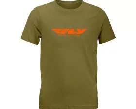 Fly Racing Youth Corporate Tee Olive/Orange Large