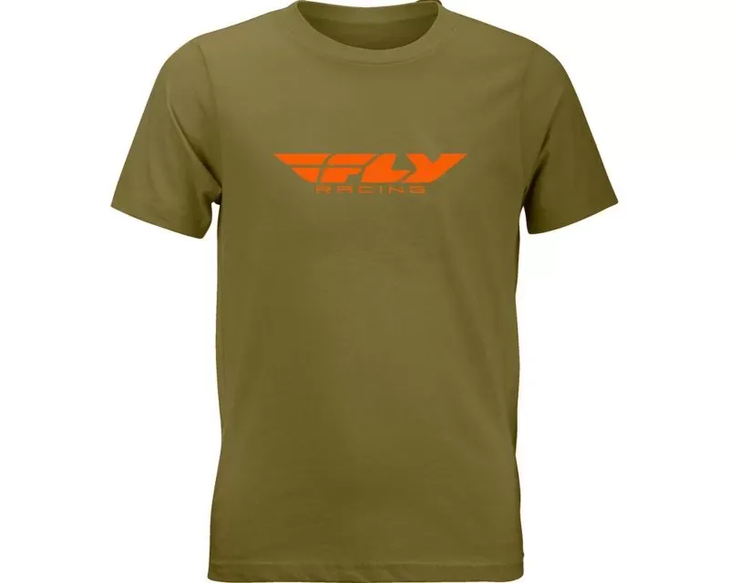 Fly Racing Youth Corporate Tee Olive/Orange Medium - 352-0676YM