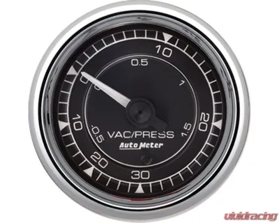 AutoMeter Chrono 2-1/16" VAC/Boost 30in HG/30PSI Mechanical Gauge Chrome - 9703