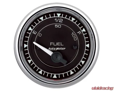 AutoMeter Chrono 2-1/16" 0E 0-90 Ohm Electric Fuel Level Gauge Chrome - 9714