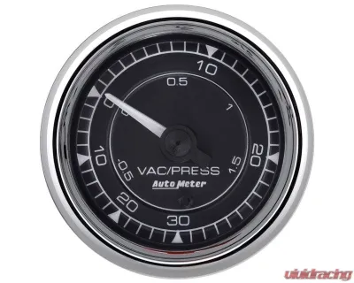 AutoMeter Chrono 2-1/16" 30" HG/30PSI Digital Stepper Motor Vaccum/Boost Gauge Chrome - 9759
