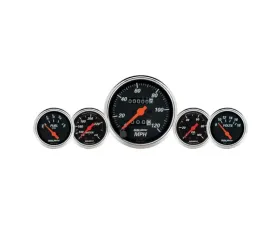 AutoMeter GAUGE KIT; 5 PC.; 3 1/8in./2 1/16in.; MECH. SPEEDO.; WTMP/OILP; DESIGNER BLK