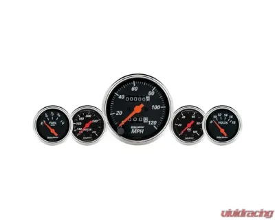 AutoMeter GAUGE KIT; 5 PC.; 3 1/8in./2 1/16in.; MECH. SPEEDO.; WTMP/OILP; DESIGNER BLK - 1411