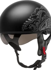GMAX HH-65 Half Helmet Rose Naked Matte Black/Silver                                     - H1657073 - Image 5