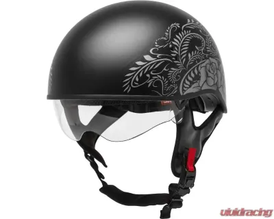 GMAX HH-65 Half Helmet Rose Naked Matte Black/Silver - H1657073