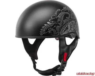GMAX HH-65 Half Helmet Rose Naked Matte Black/Silver - H1657077