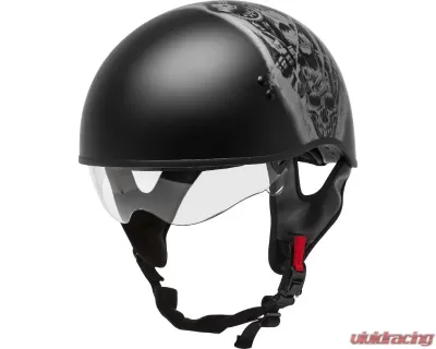 GMAX HH-65 Half Helmet Tormentor Naked Matte Black/Silver - H1658074