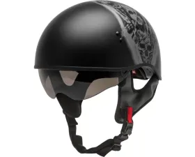 GMAX HH-65 Half Helmet Tormentor Naked Matte Black/Silver