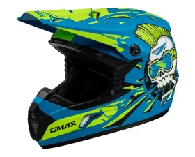 GMAX Youth MX-46Y Unstable Helmet Matte Blue/Green - Youth Large