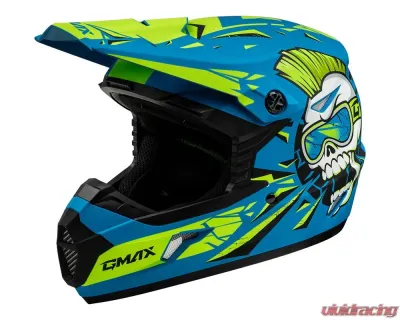 GMAX Youth MX-46Y Unstable Helmet Matte Blue/Green - Youth Small - D3465180