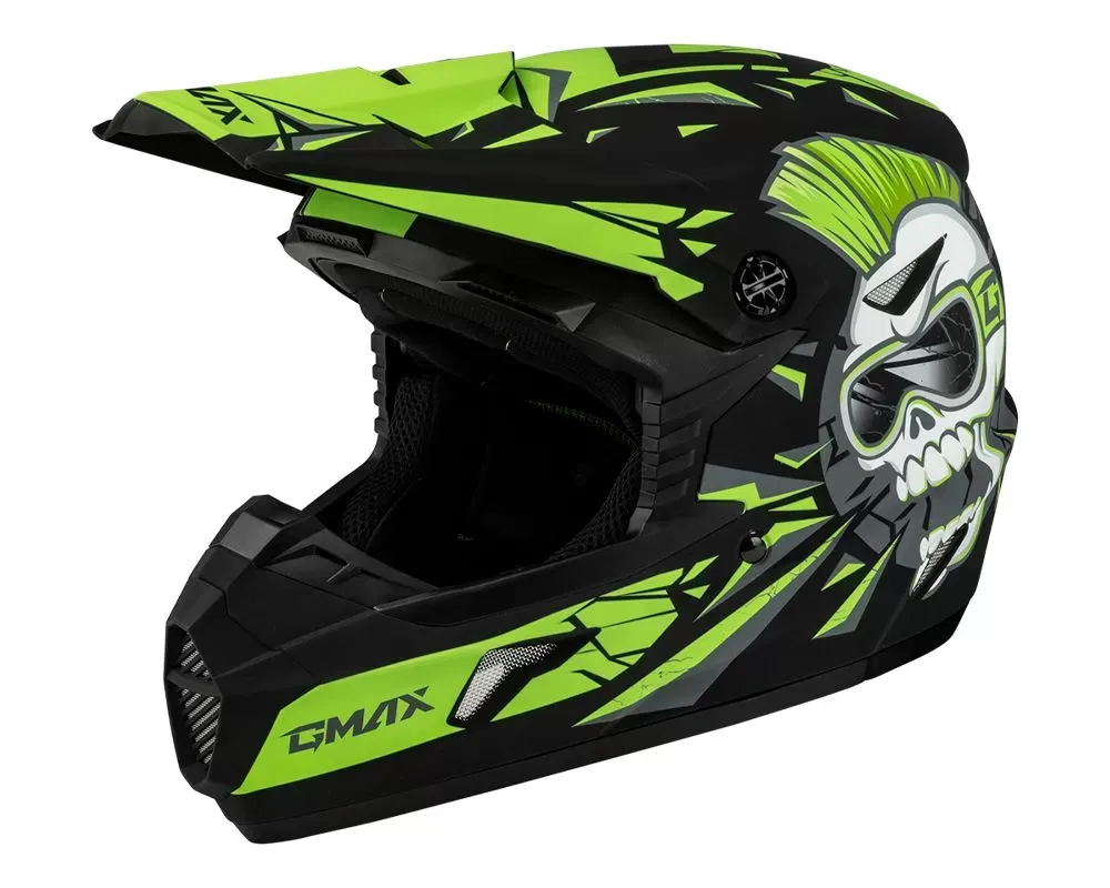 GMAX Youth MX-46Y Unstable Helmet Matte Black/Green - Youth Medium - D3465221