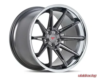 Ferrada Wheels CM2 Wheel 19x8.5 5x112 +42 Matte Graphite Gray with a Chrome Stainless Steel Lip - CM219855112MGC42