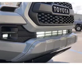 Cali Raised LED 32 Inch Lower Bumper Hidden LED Light Bar Kit 5D Optic 32 inch OSRAM LED Bar Spot Beam Bumper Light Bar Blue Backlight Tall Toyota Tacoma 2016-2021